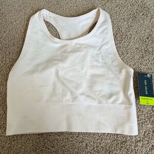NWT Tek Gear Long Line White Sports Bra Medium Impact Size Small